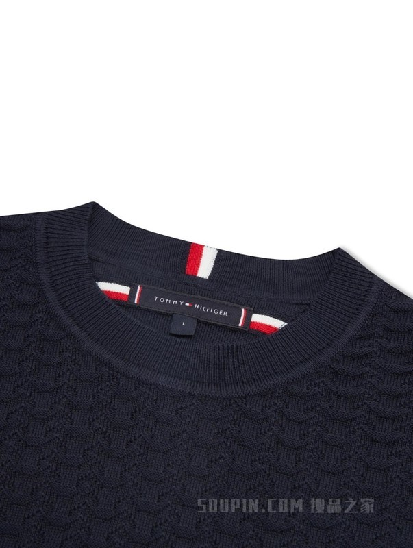 23新款秋冬男装纯棉简约小绣标拼色镶边合身版针织衫02550