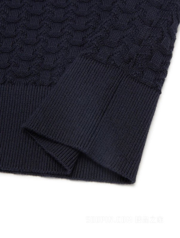 23新款秋冬男装纯棉简约小绣标拼色镶边合身版针织衫02550