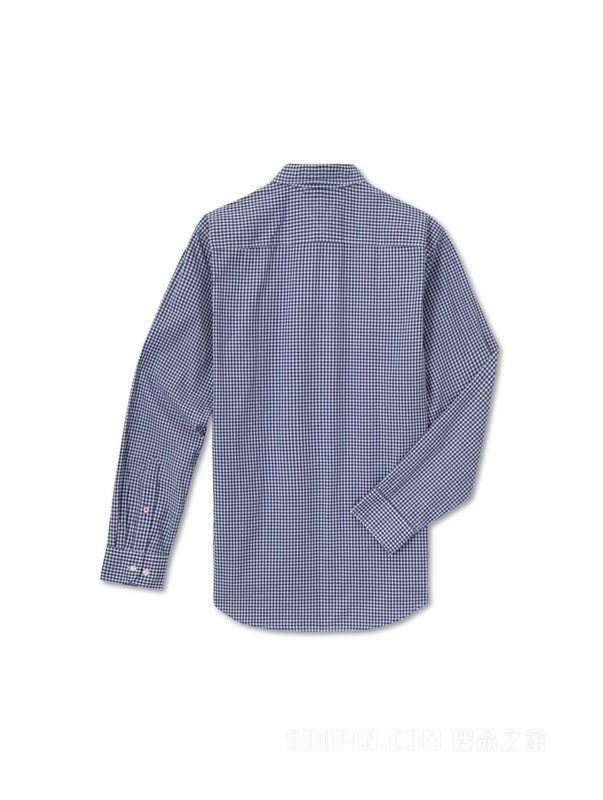 23新款秋冬男装纯棉简约绣标小格纹合身长袖衬衫XM0XM02578