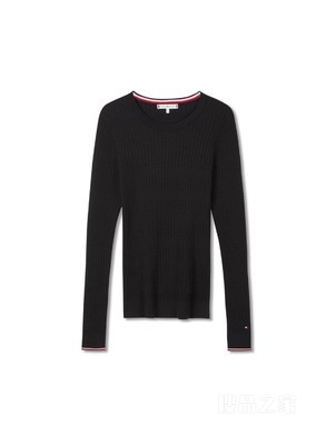 23新款秋冬女装时尚绞花拼色合身版套头针织衫XW0XW02674