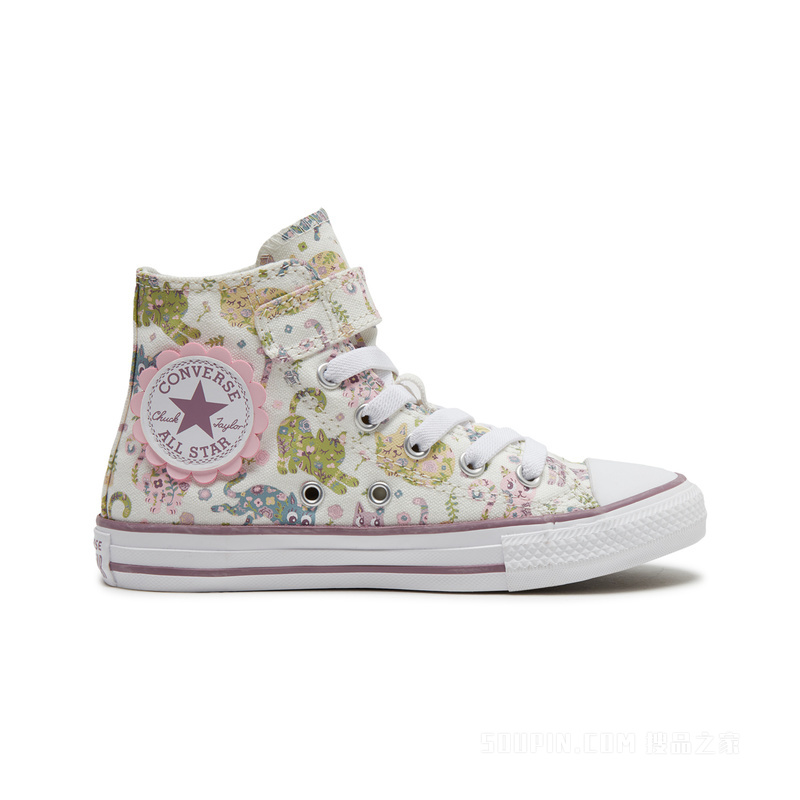 【小童】All Star 1V儿童猫咪高帮帆布鞋 童款 白色