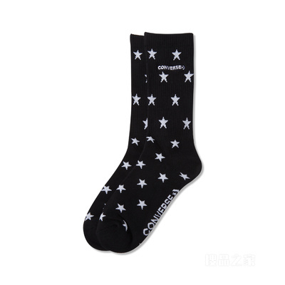 【男女同款】男女黑白星星中筒袜潮流运动袜 中性 黑色