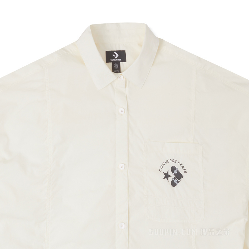 【女子】女纽扣长袖衬衫宽松工装风外套 女款 奶白色