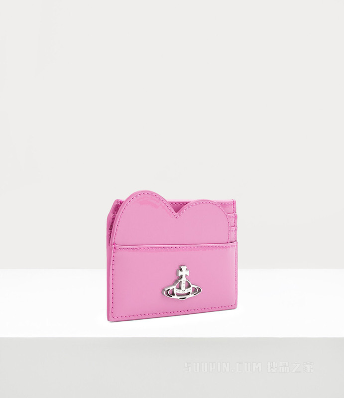 Shiny Patent Heart Card Holder