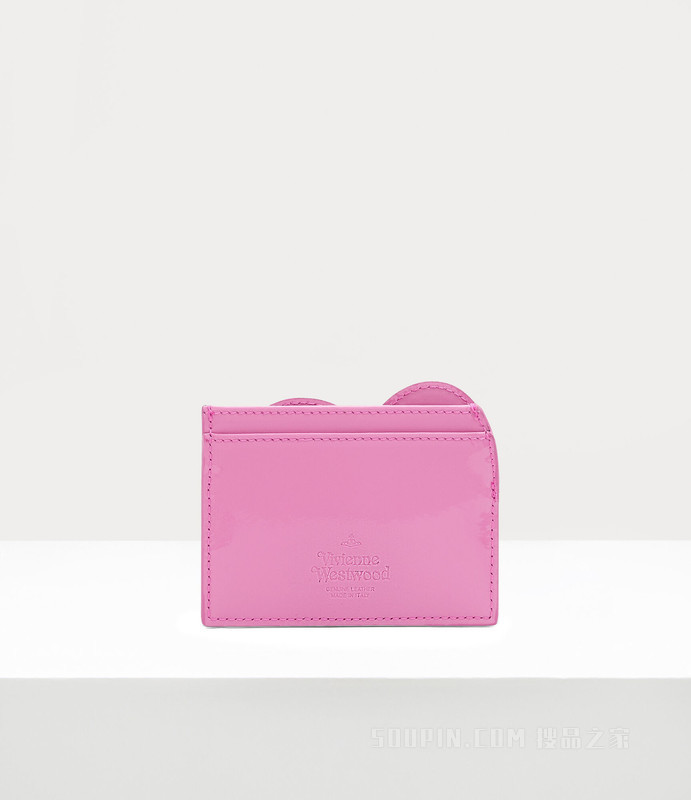 Shiny Patent Heart Card Holder
