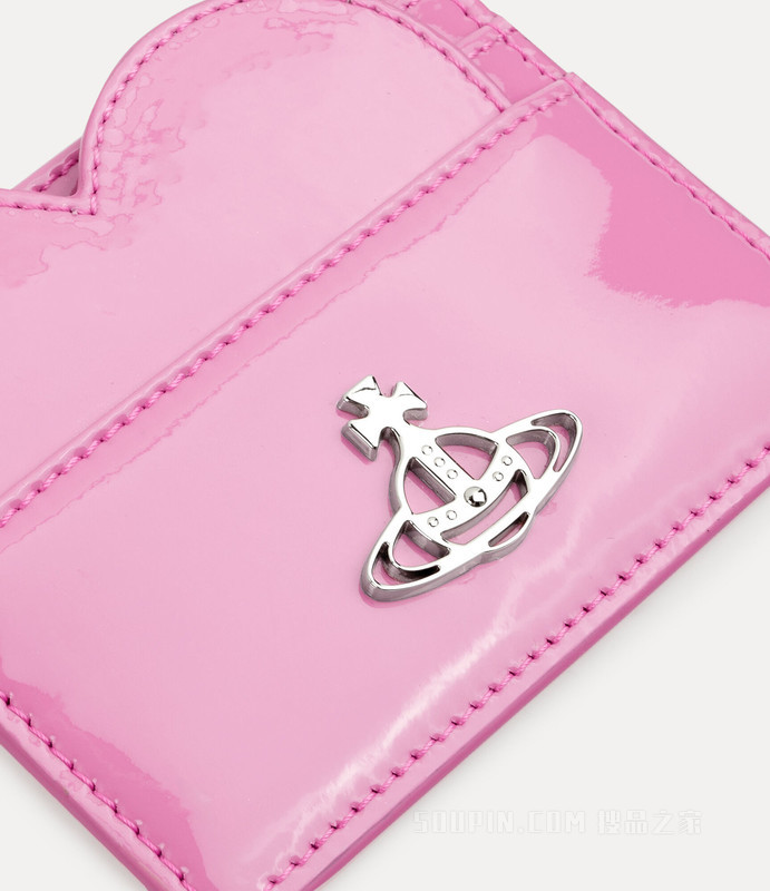 Shiny Patent Heart Card Holder