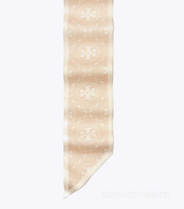 T Monogram 真丝缎带围巾 洛丽塔浅粉