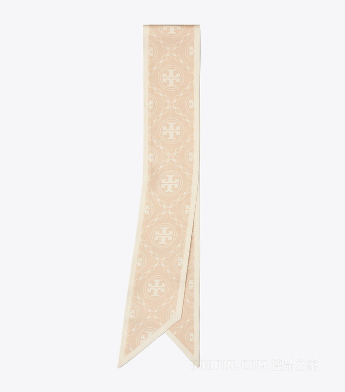 T Monogram 真丝缎带围巾 洛丽塔浅粉