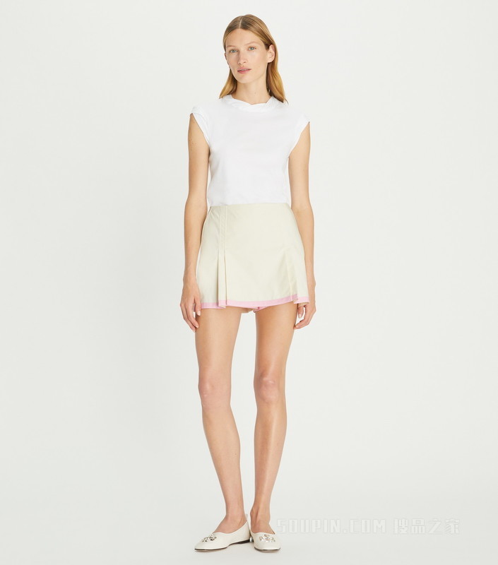 棉质短裤裙 新象牙白色