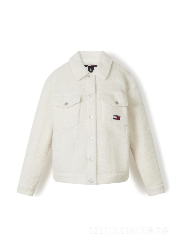 23新款秋冬女装仿羊羔绒旗标刺绣宽松夹克外套DW0DW16566