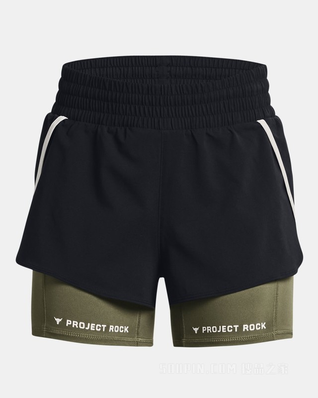 女士Project Rock强森Flex Leg Day梭织短裤