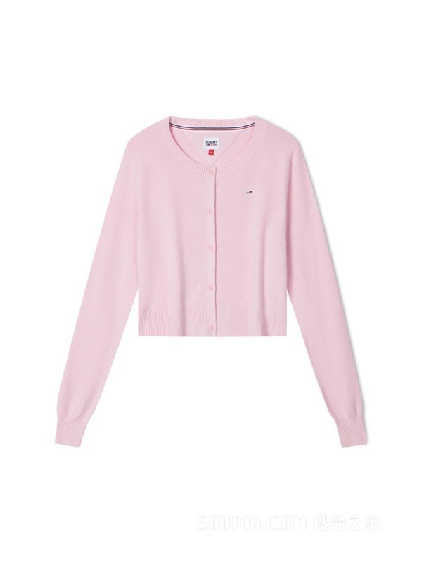 23新款秋冬女装简约小绣标纽扣开襟宽松针织开衫DW0DW16538