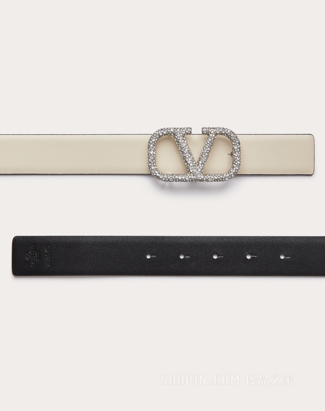 VLOGO SIGNATURE 可双面佩戴亮面小牛皮腰带（宽3厘米）