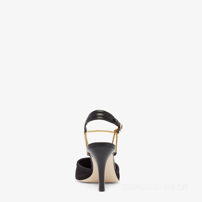 FENDI First 黑色网眼布高跟露跟鞋
