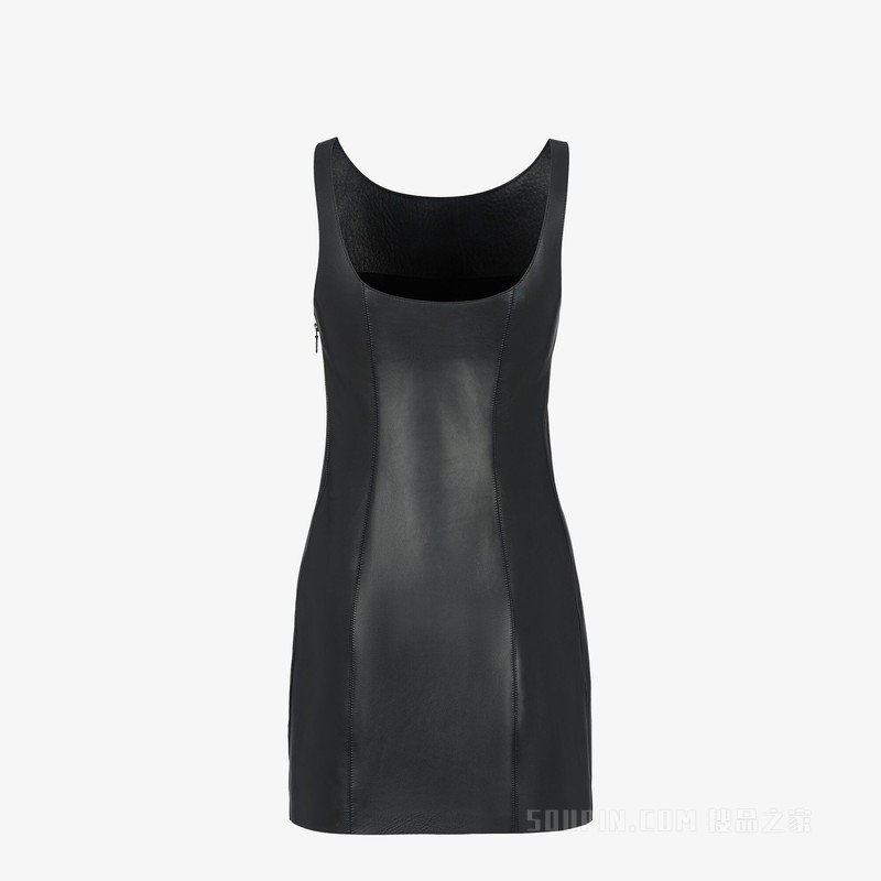 连衣裙 黑色皮革连衣裙