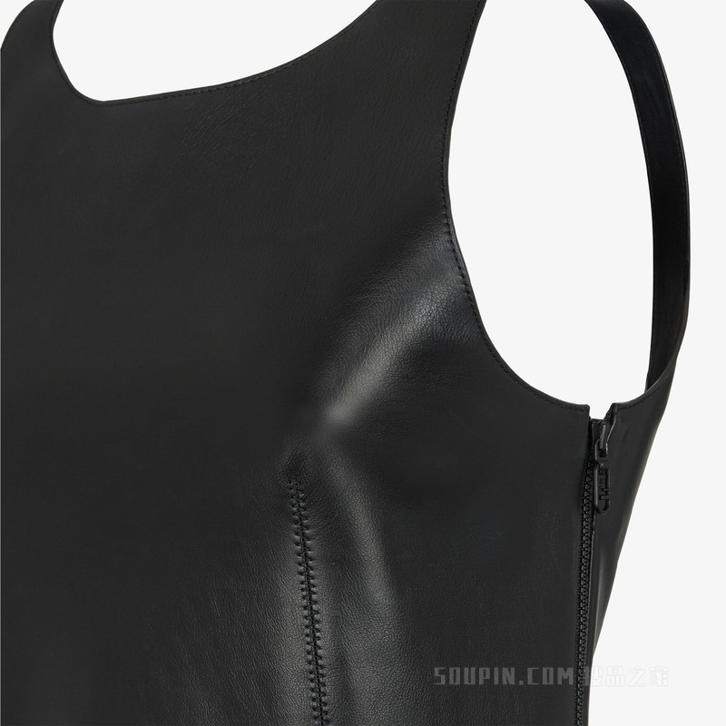 连衣裙 黑色皮革连衣裙