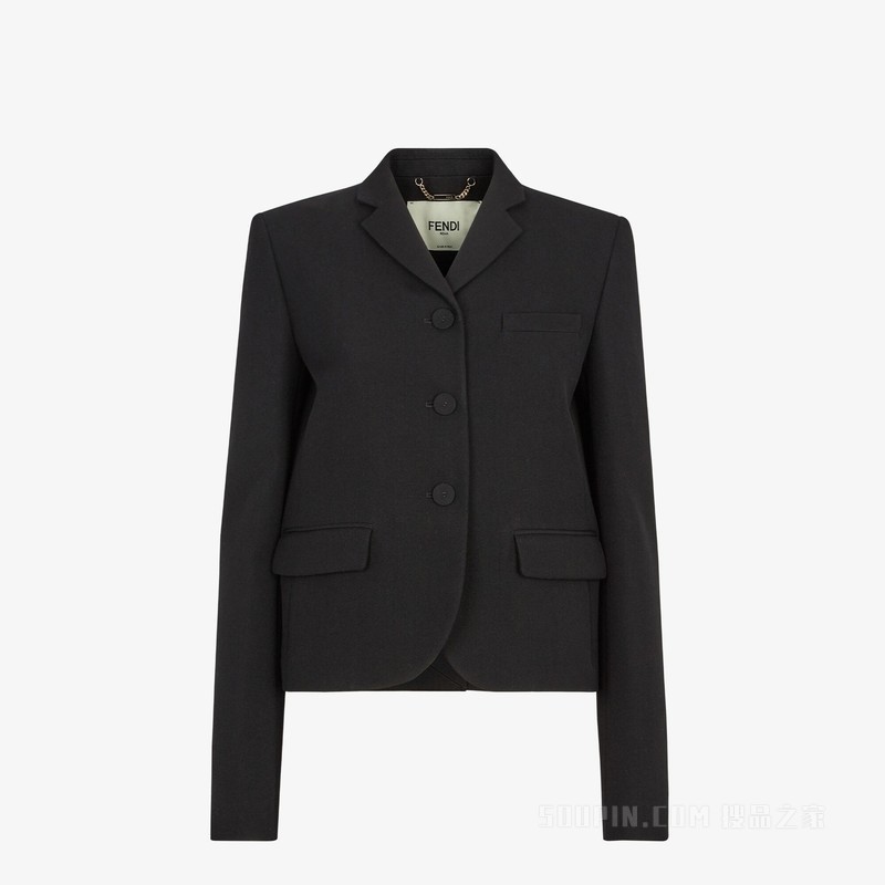 夹克 黑色粒面de poudre羊毛夹克