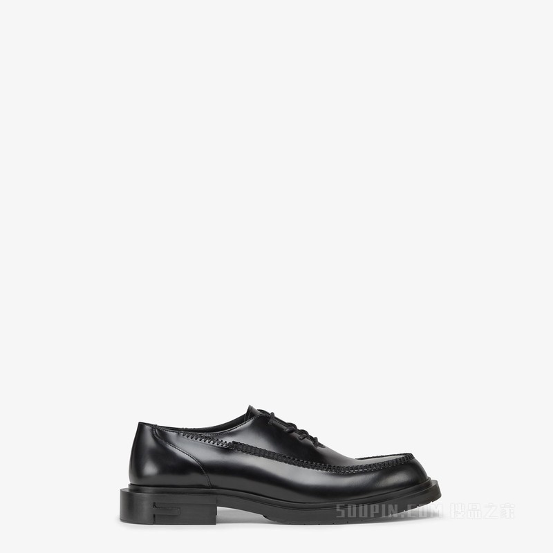 FENDI Frame系带鞋 黑色皮革系带鞋