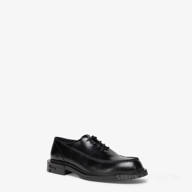 FENDI Frame系带鞋 黑色皮革系带鞋