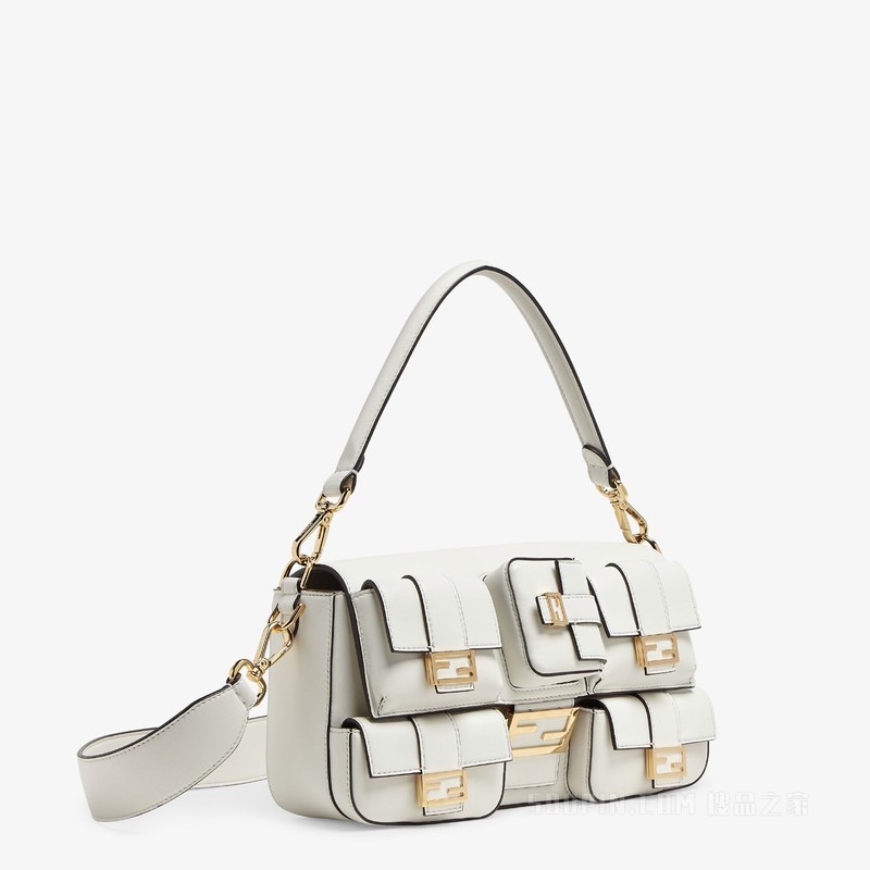 FENDI/芬迪】多口袋Baguette手袋白色皮革手袋8BR808ABVEF0K7E-搜