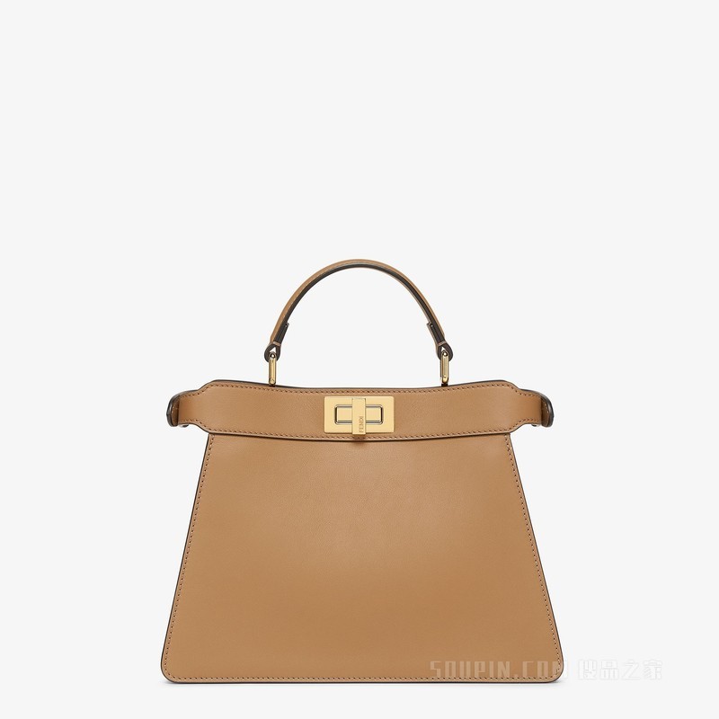 FENDI/芬迪】Peekaboo ISeeU小号手袋沙石色皮革手袋