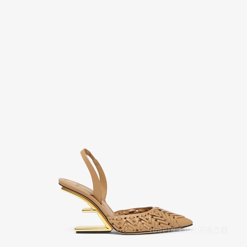 FENDI First 米色皮革高跟露跟鞋
