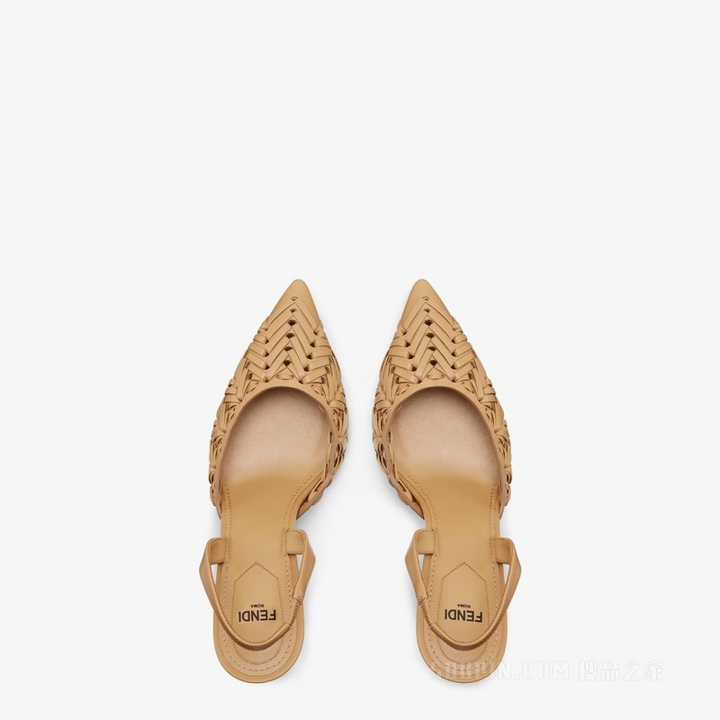 FENDI First 米色皮革高跟露跟鞋