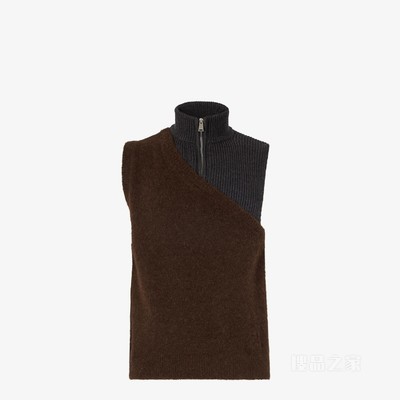 背心 拼色羊驼毛和羊毛背心