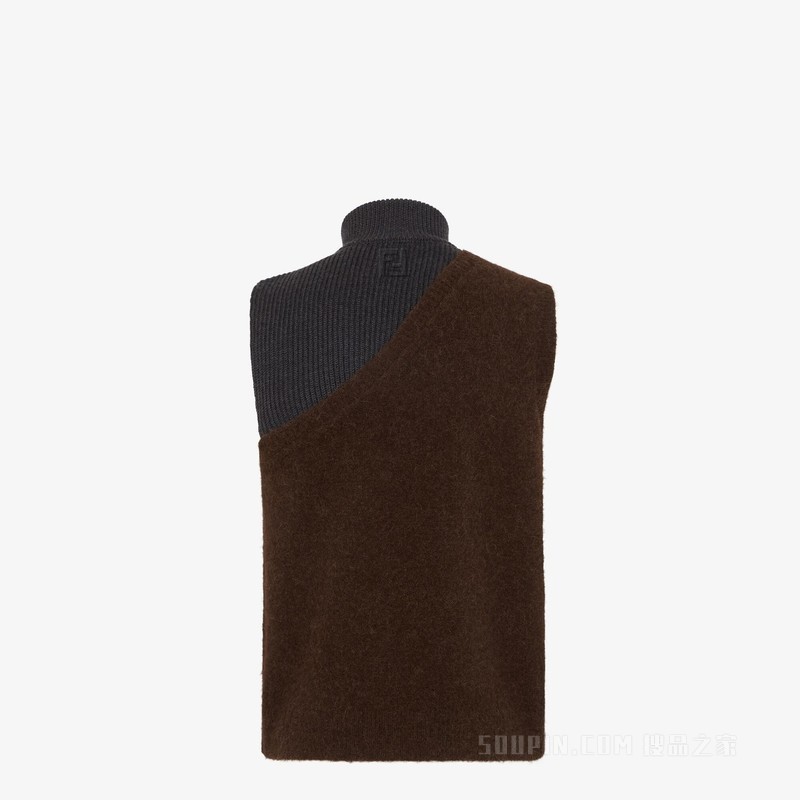 背心 拼色羊驼毛和羊毛背心