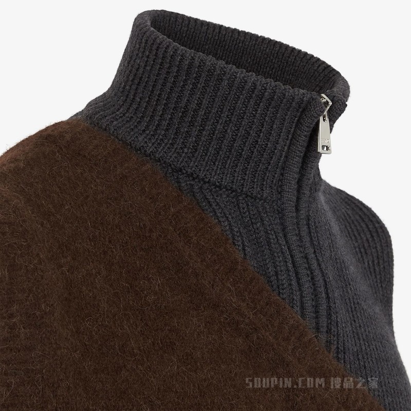 背心 拼色羊驼毛和羊毛背心