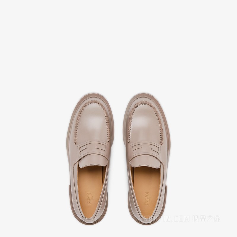 FENDI Frame乐福鞋 鸽灰色皮革乐福鞋