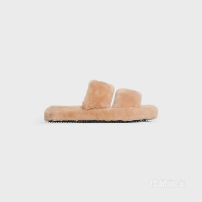 FUR SLIDES TRIOMPHE羊毛革露趾拖鞋 24329