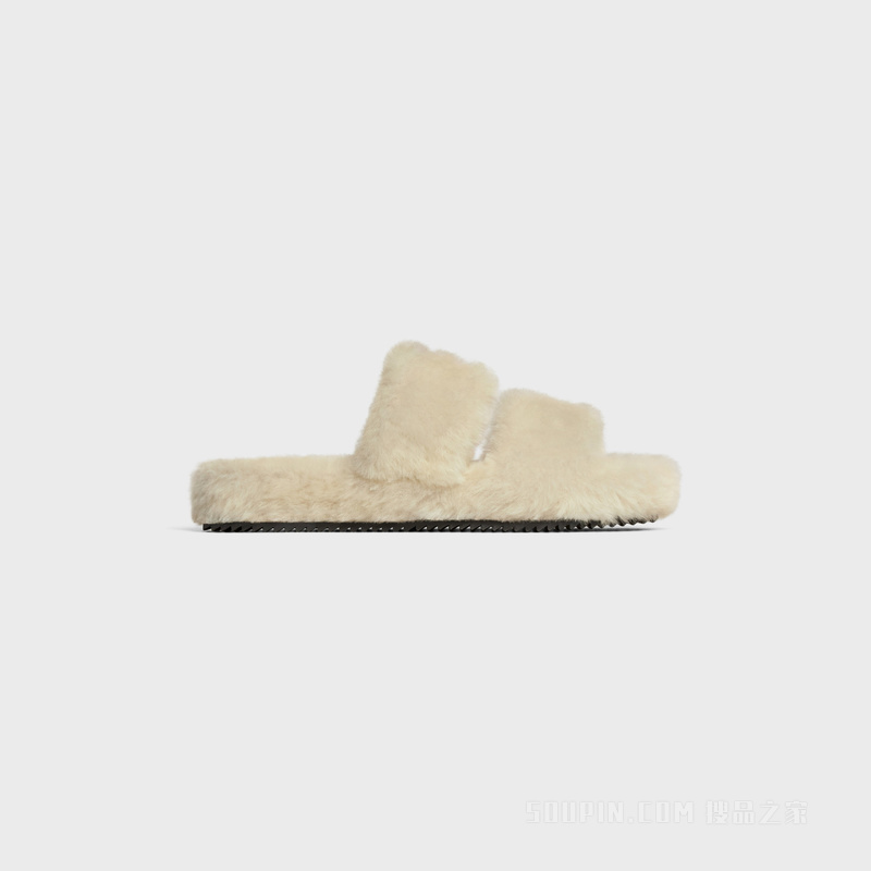 FUR SLIDES TRIOMPHE羊毛革露趾拖鞋 24329