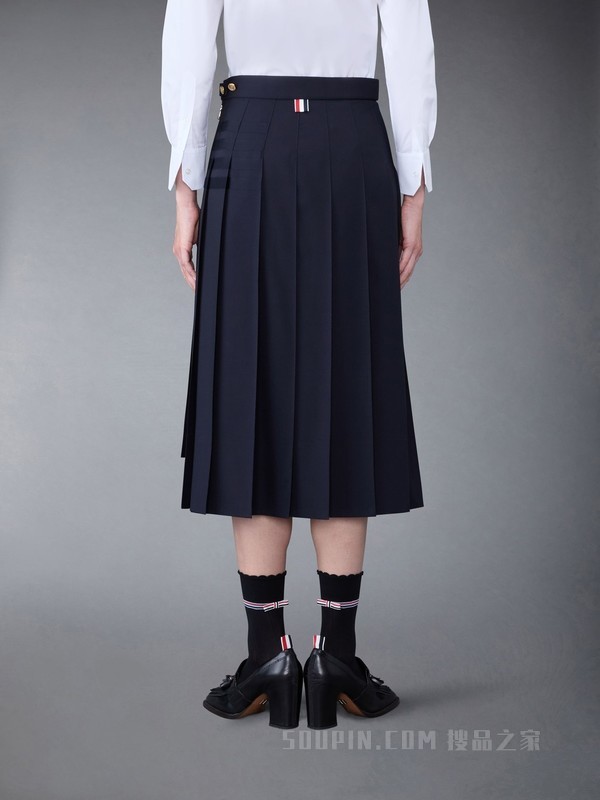 [早秋新品]女士四条纹平纹织百褶裙