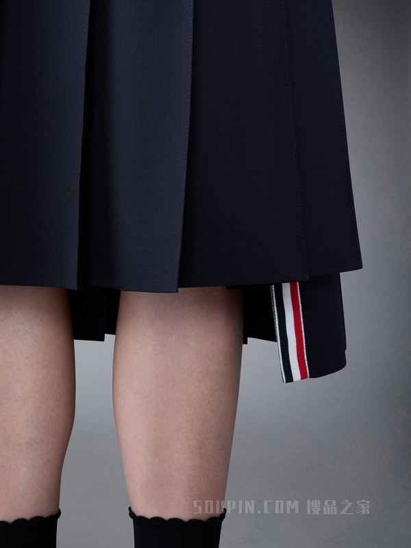 [早秋新品]女士四条纹平纹织百褶裙