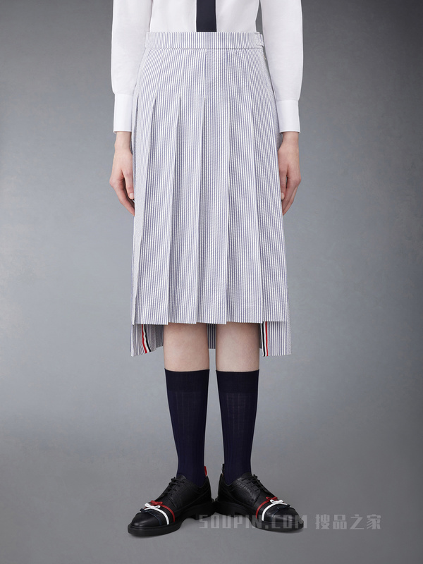 [早秋新品]女士泡泡纱过膝百褶裙
