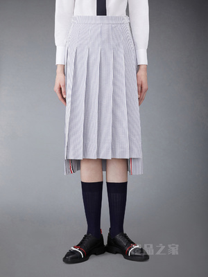 [早秋新品]女士泡泡纱过膝百褶裙