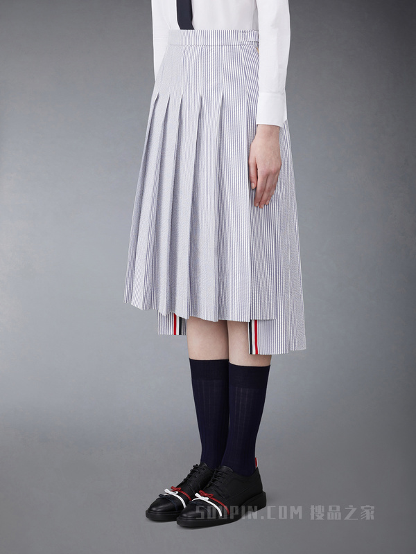 [早秋新品]女士泡泡纱过膝百褶裙