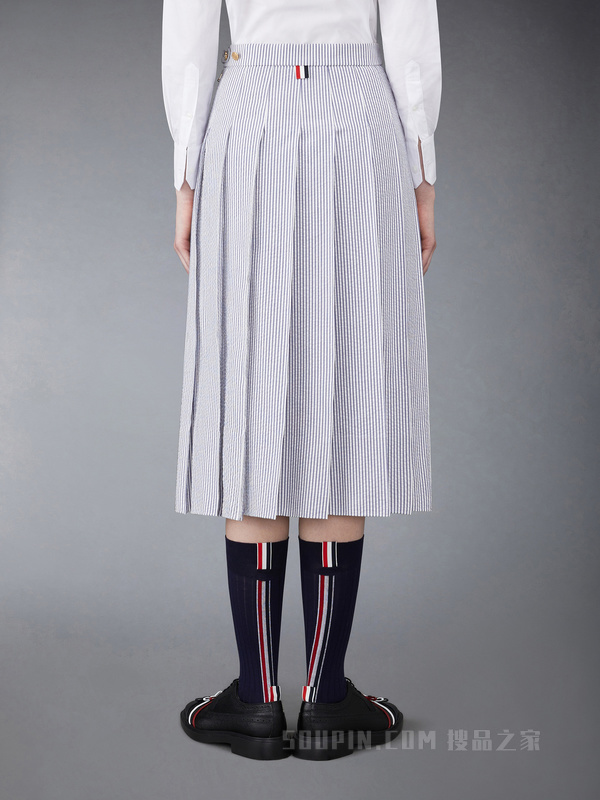 [早秋新品]女士泡泡纱过膝百褶裙