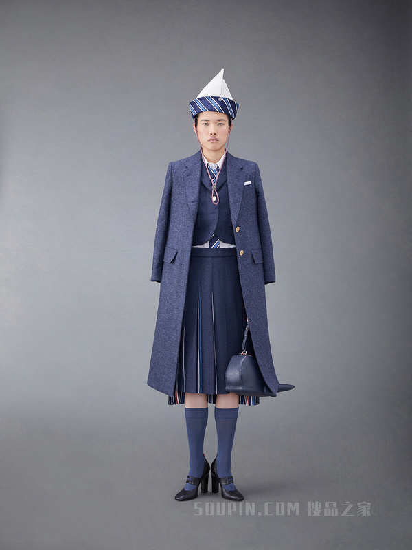 [早秋新品]女士羊毛法兰绒及膝百褶裙