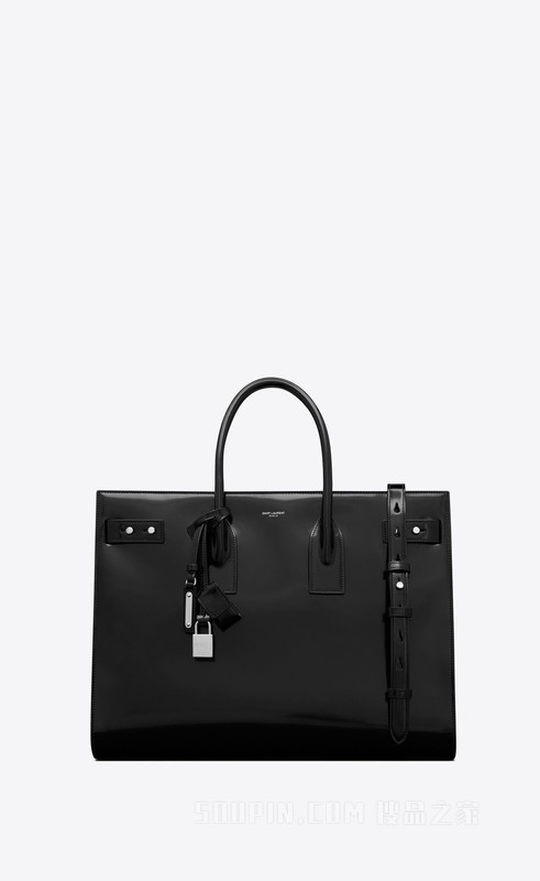 SAC DE JOUR薄款大号釉面皮革手袋