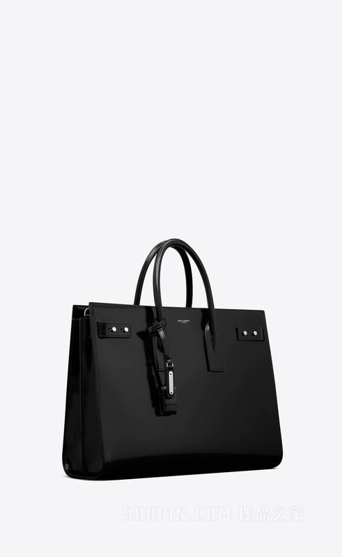 SAC DE JOUR薄款大号釉面皮革手袋