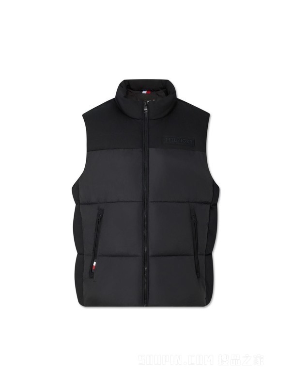 23新款秋冬男装简约LOGO贴片拼接立领合身版背心MW0MW32769