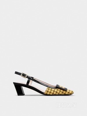 Belle Vivier漆扣织物后袢带高跟鞋 黃色