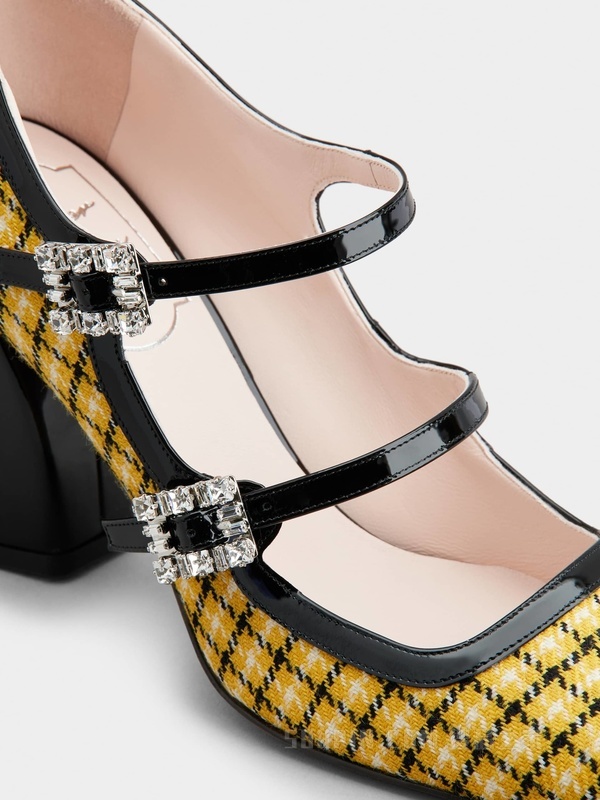 Trés Vivier Mini Babies钻扣织物高跟鞋