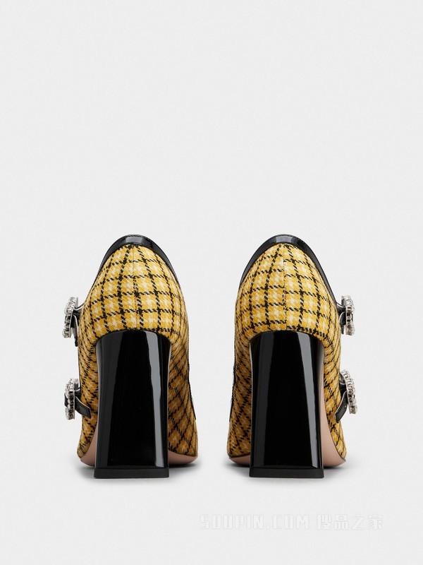 Trés Vivier Mini Babies钻扣织物高跟鞋