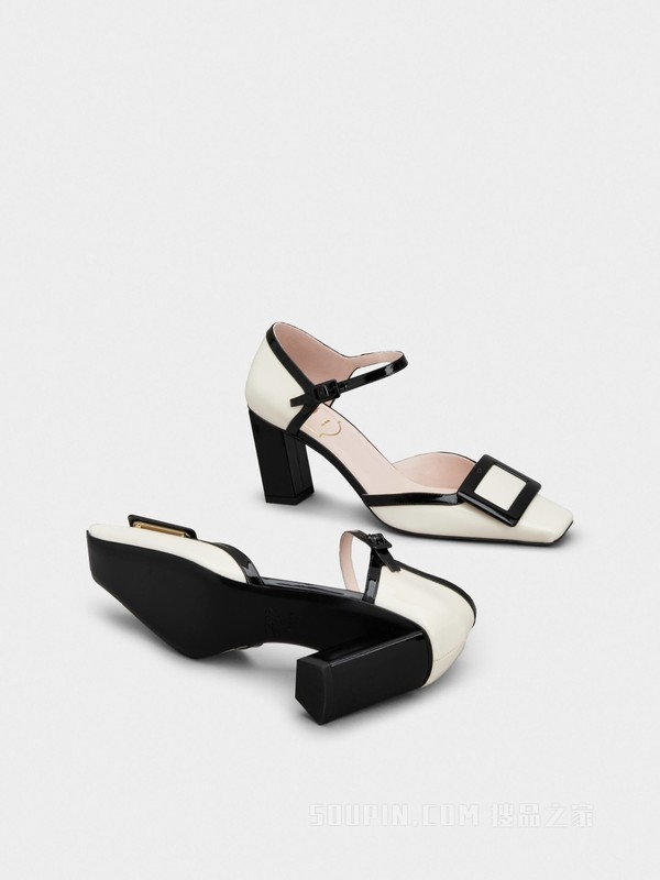 Belle Vivier Lacquered Buckle Dorsay Pumps in Patent Leather 彩色