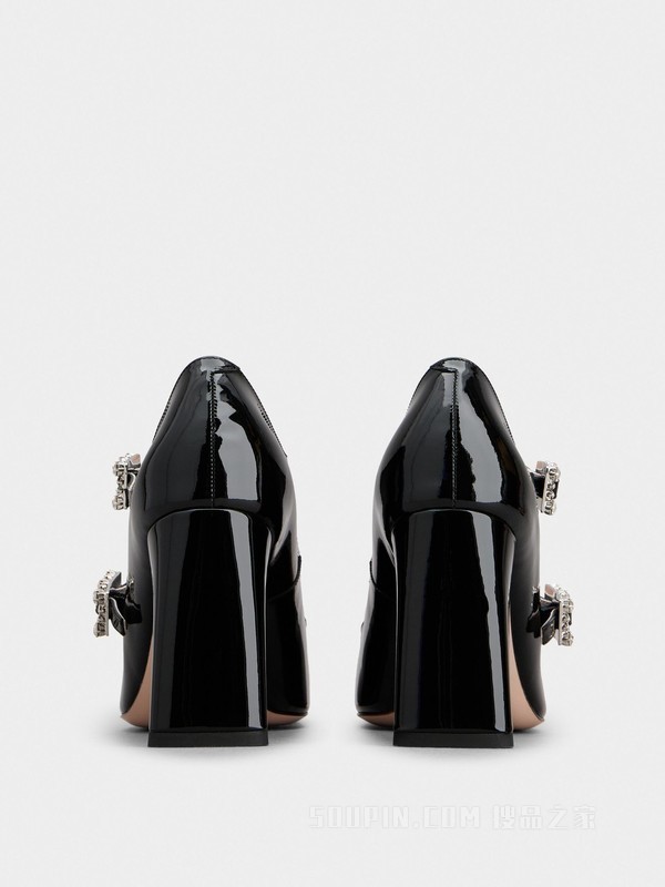 Trés Vivier钻扣织物芭蕾舞鞋 黑色