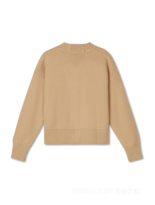 23新款秋季女装纯羊毛时尚徽章提花宽松落肩针织外套39522