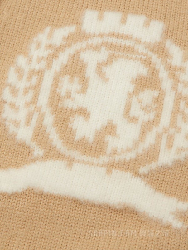 23新款秋季女装纯羊毛时尚徽章提花宽松落肩针织外套39522